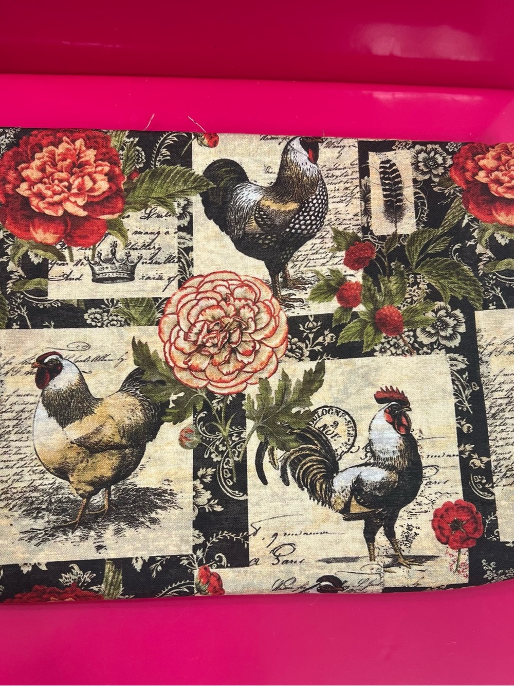 Spring Creative Rooster & Floral Vintage Farmhouse Fabric - 66” x 44” wide